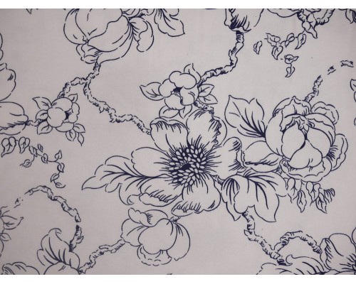 Printed Viscose Jersey Fabric - Blue Floral Sketch